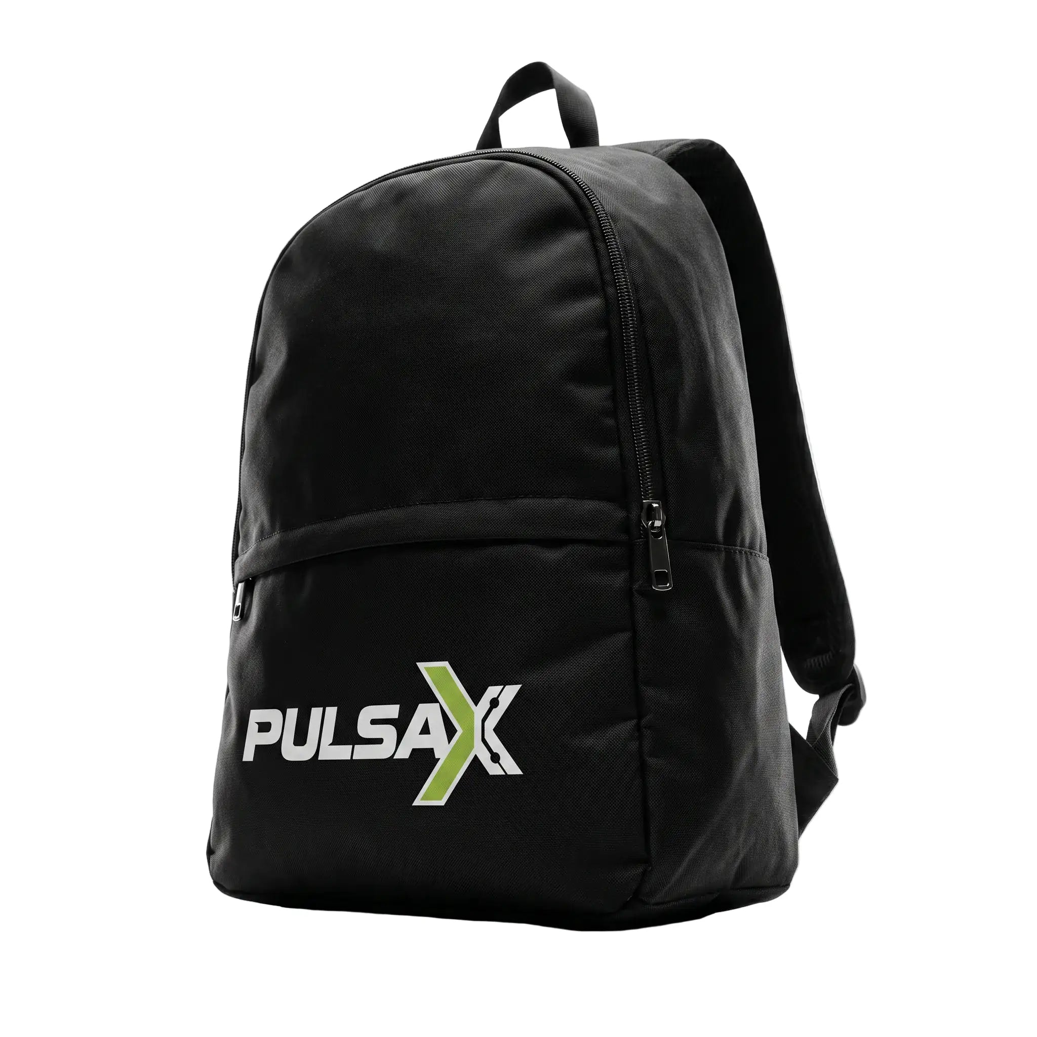 Pulsax black water-resistant nylon backpack with padded mesh back