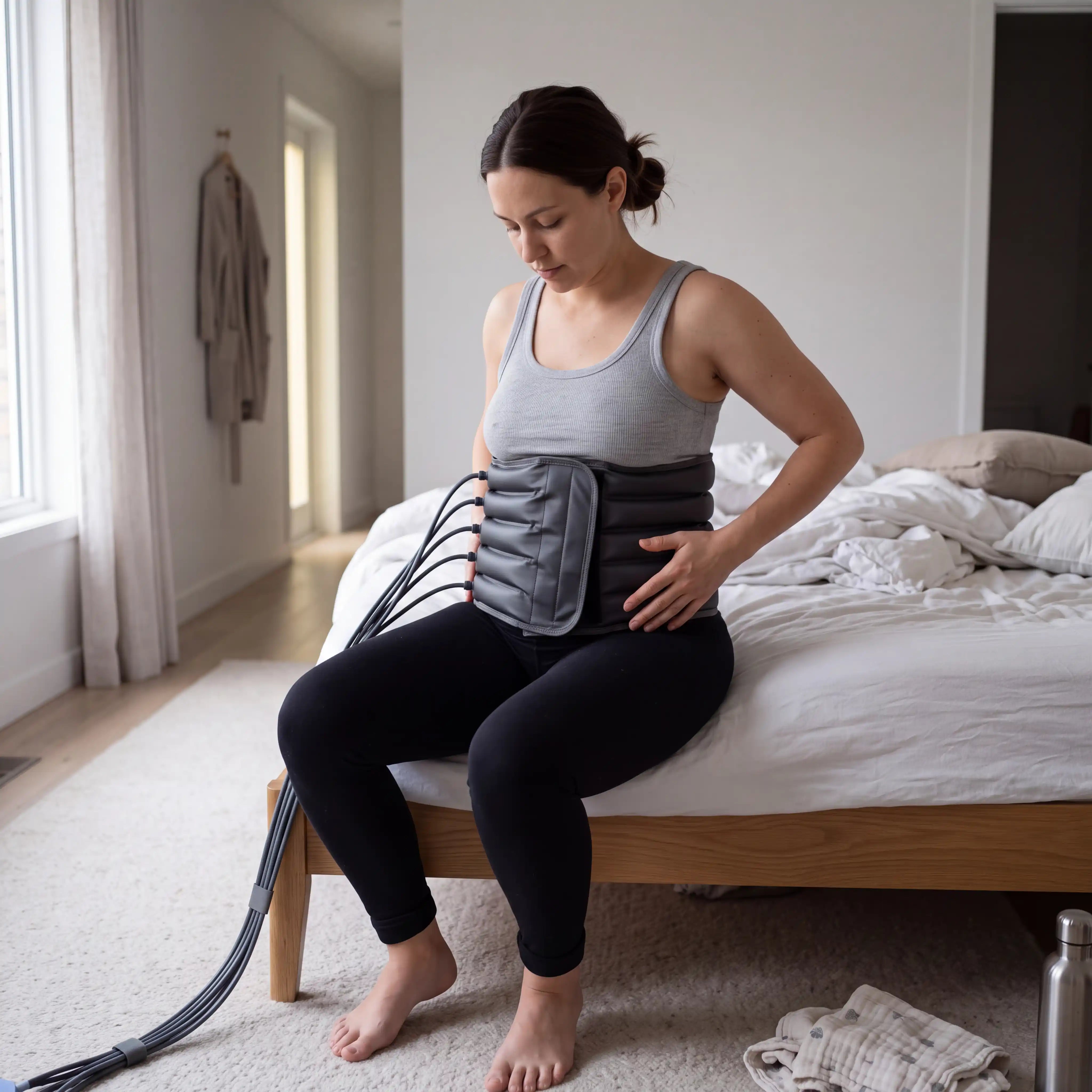 Pulsax AirPulse Belt Pro air compression massage belt in use at home